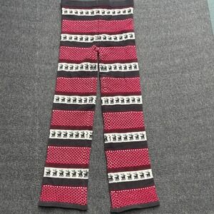 Knitty Kitty Pants Large Womens Fair Isle Knit Leggings Holiday Christmas Cozy